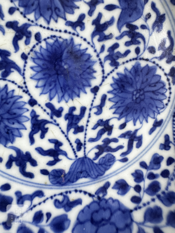 清 青花团菊纹盘 - 图6